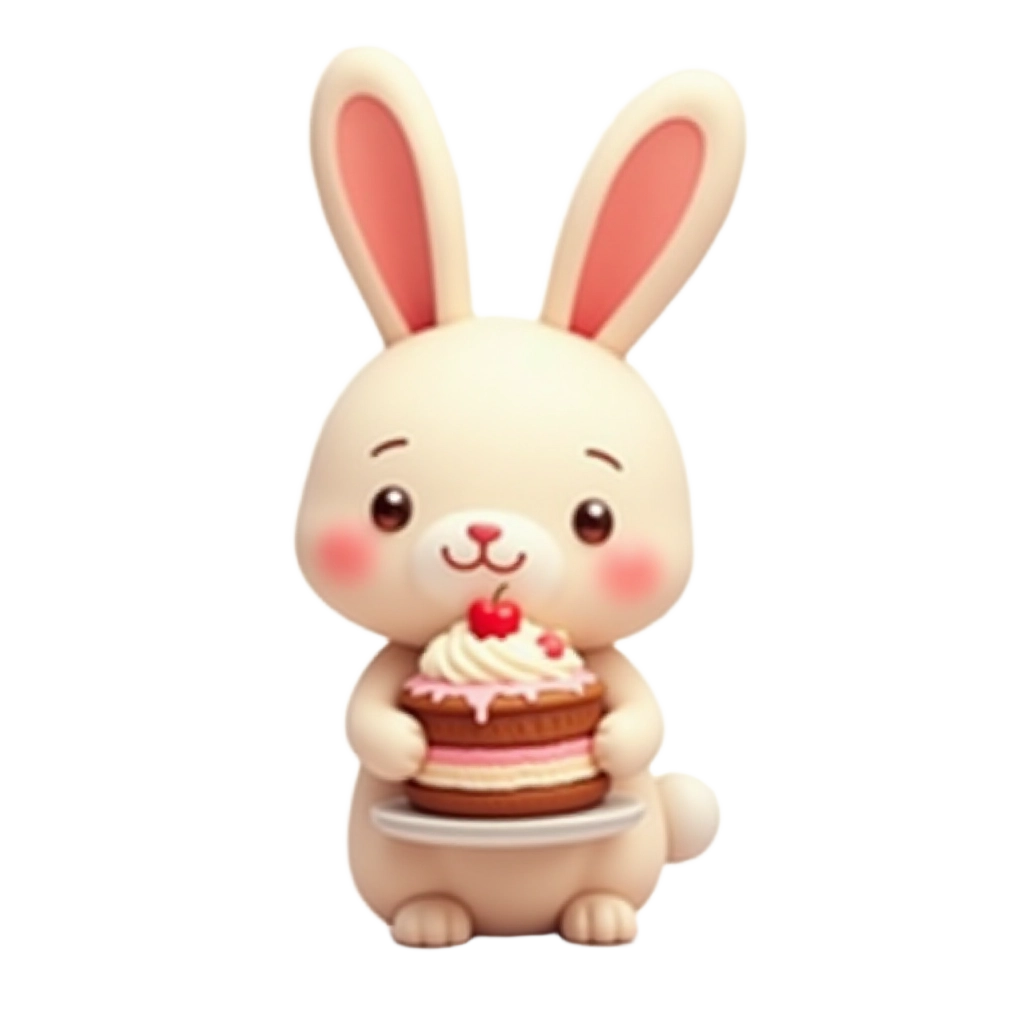 Adorable Bunny with a Cupcake